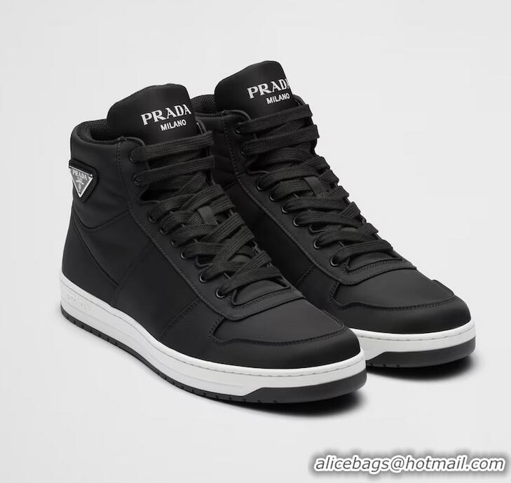 Promotional Prada Re-Nylon Gabardine High-top Sneakers 2TE186 Black