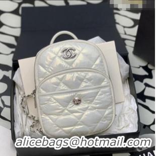 Famous Brand Chanel Coco Neige Nylon Backpack Bag AS4366 White 2024