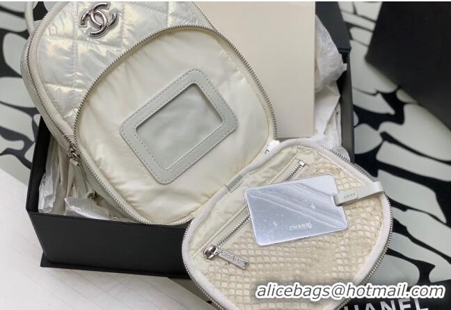 Famous Brand Chanel Coco Neige Nylon Backpack Bag AS4366 White 2024