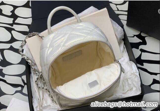 Famous Brand Chanel Coco Neige Nylon Backpack Bag AS4366 White 2024