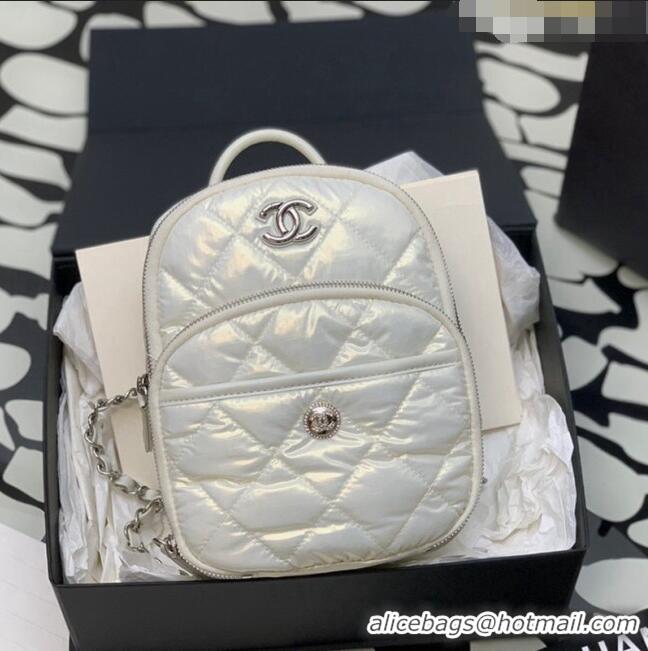 Famous Brand Chanel Coco Neige Nylon Backpack Bag AS4366 White 2024