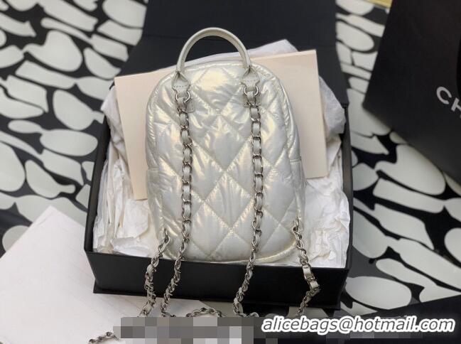 Famous Brand Chanel Coco Neige Nylon Backpack Bag AS4366 White 2024