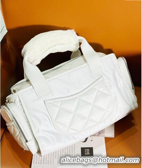 Promotional Chanel Coco Neige Nylon Large Bowling Bag AS4364 White 2024 