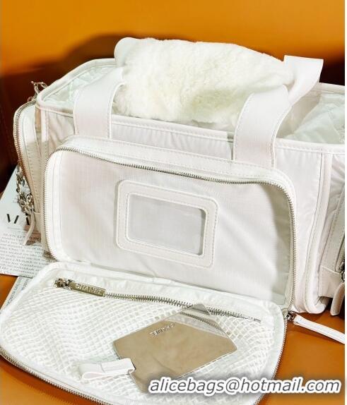 Promotional Chanel Coco Neige Nylon Large Bowling Bag AS4364 White 2024 