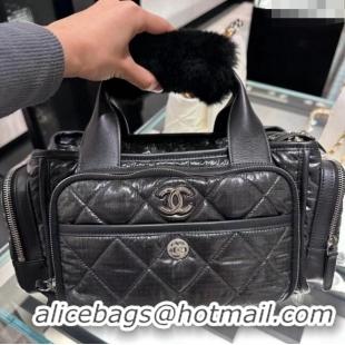 Top Quality Chanel Coco Neige Nylon Large Bowling Bag AS4364 Black 2024