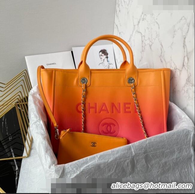 Promotional Chanel Shaded Calfskin Shopping Bag AS3351 Orange/Coral/Pink 2024