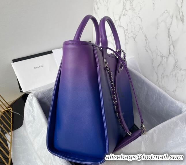 Inexpensive Chanel Shaded Calfskin Shopping Bag AS3351 Purple/Blue/Dark Blue 2024