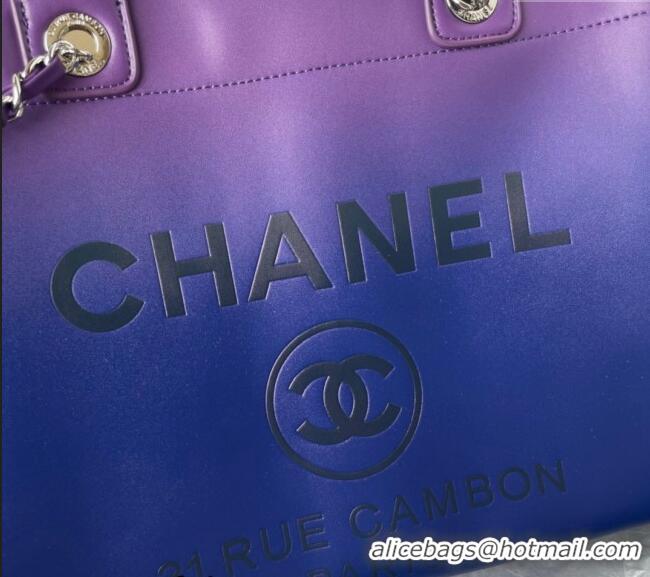 Inexpensive Chanel Shaded Calfskin Shopping Bag AS3351 Purple/Blue/Dark Blue 2024