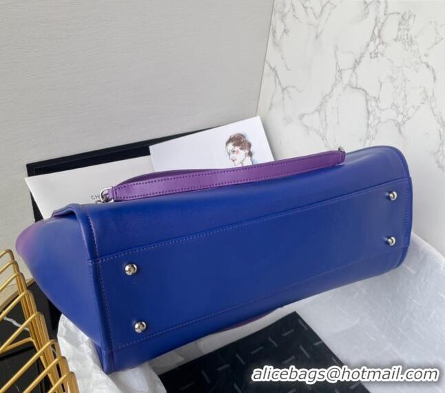 Inexpensive Chanel Shaded Calfskin Shopping Bag AS3351 Purple/Blue/Dark Blue 2024