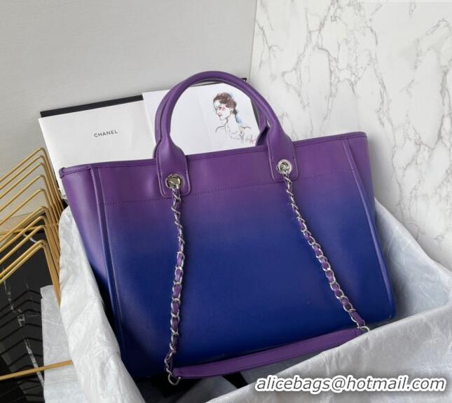 Inexpensive Chanel Shaded Calfskin Shopping Bag AS3351 Purple/Blue/Dark Blue 2024