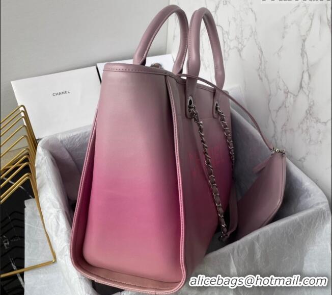 Famous Brand Chanel Shaded Calfskin Shopping Bag AS3351 Light Purple/Pink /Coral 2024