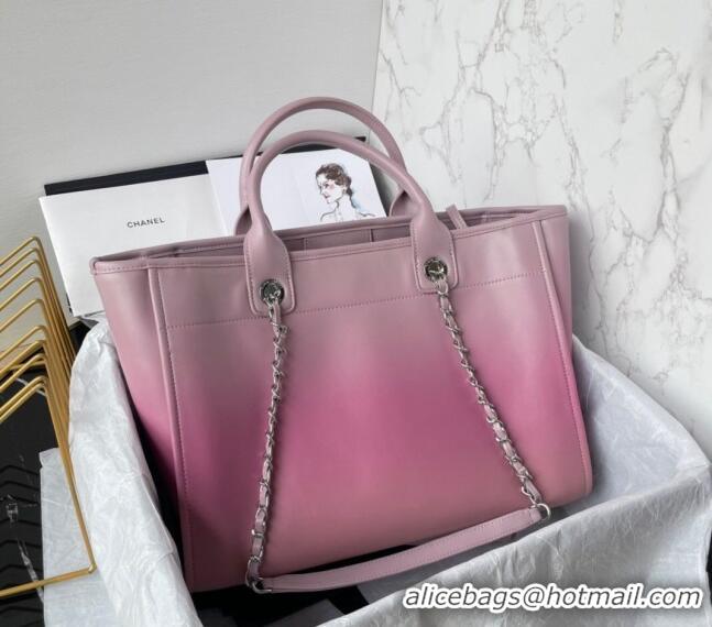 Famous Brand Chanel Shaded Calfskin Shopping Bag AS3351 Light Purple/Pink /Coral 2024