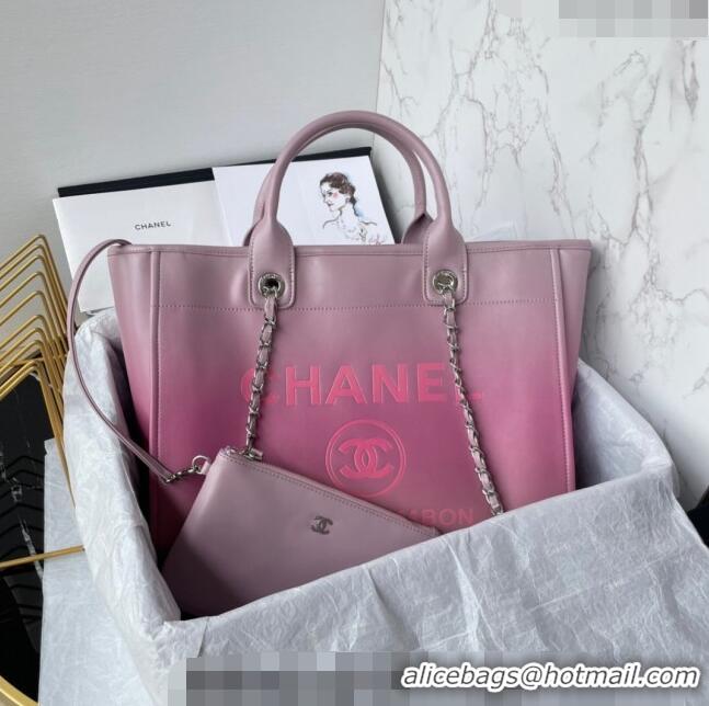 Famous Brand Chanel Shaded Calfskin Shopping Bag AS3351 Light Purple/Pink /Coral 2024