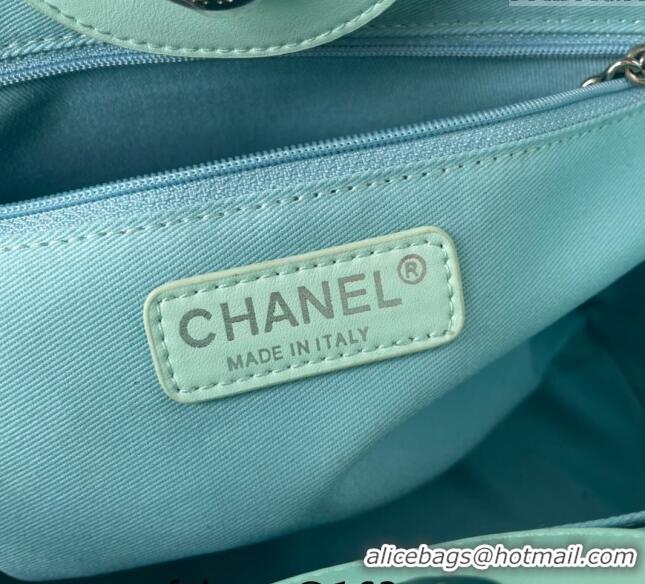 New Design Chanel Shaded Calfskin Shopping Bag AS3351 Turquoise Green/Blue 2024