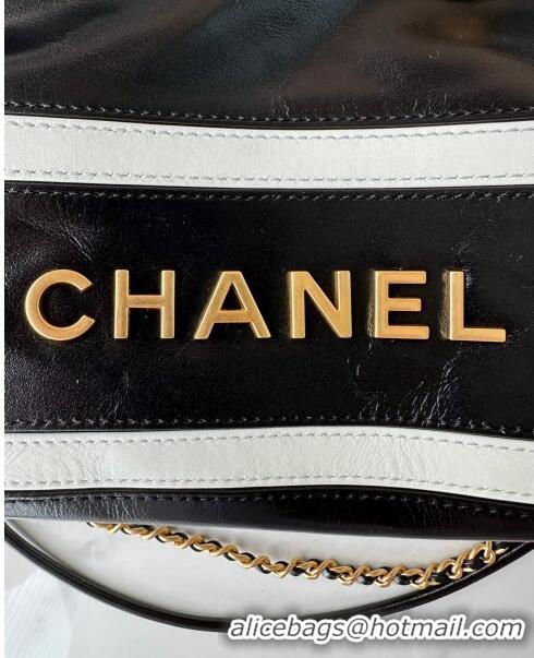 Top Quality Chanel Shiny Calfskin 22 Mini Shopping Bag AS3980 with Stripes Black 2024