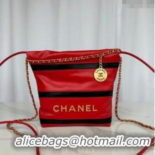 Trendy Design Chanel Shiny Calfskin 22 Mini Shopping Bag AS3980 with Stripes Red 2024