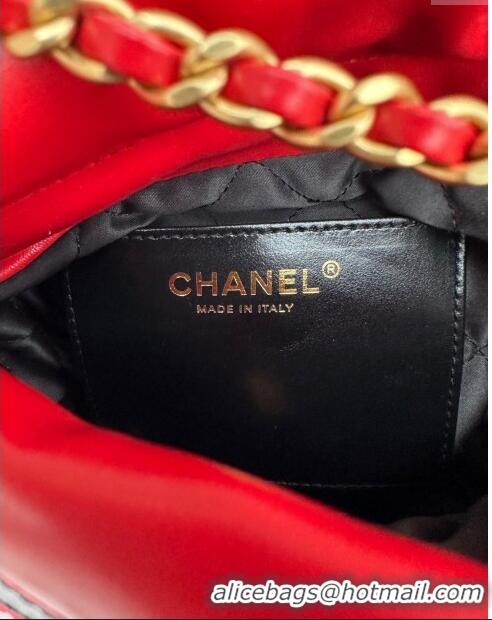 Trendy Design Chanel Shiny Calfskin 22 Mini Shopping Bag AS3980 with Stripes Red 2024