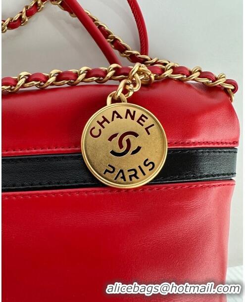 Trendy Design Chanel Shiny Calfskin 22 Mini Shopping Bag AS3980 with Stripes Red 2024