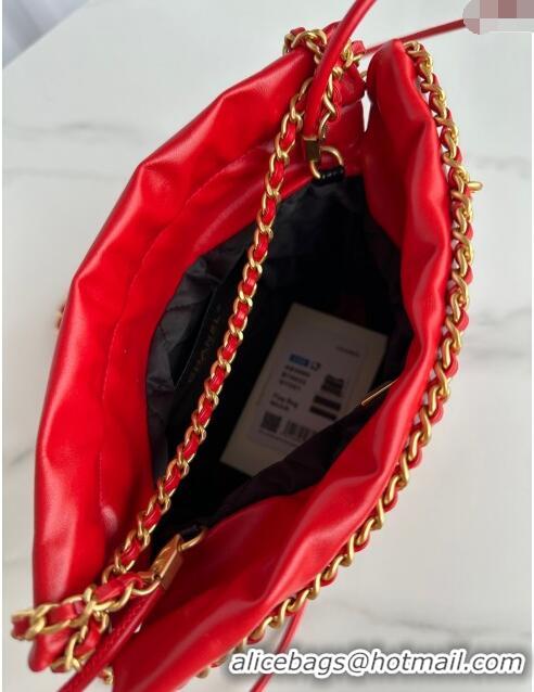 Trendy Design Chanel Shiny Calfskin 22 Mini Shopping Bag AS3980 with Stripes Red 2024