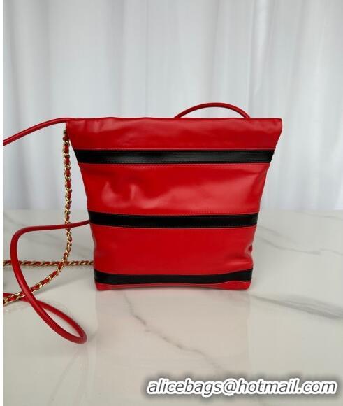 Trendy Design Chanel Shiny Calfskin 22 Mini Shopping Bag AS3980 with Stripes Red 2024