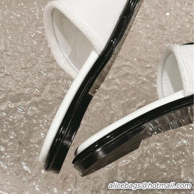 Sophisticated Chanel Knit Fabric Flat Slide Sandals with CC White/Black2 322143