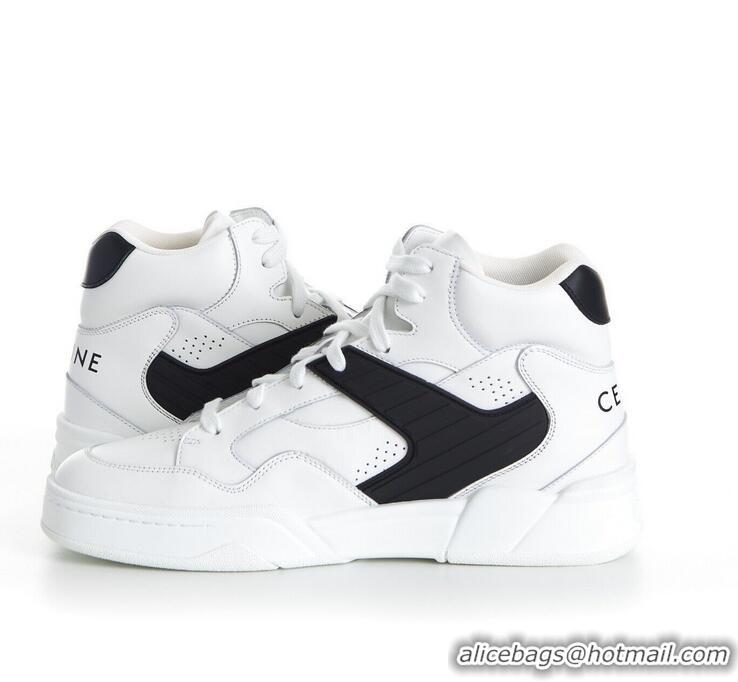 ​Top Quality Celine CT-06 High Top Sneakers In Calfskin Leather CE1256 White/Black