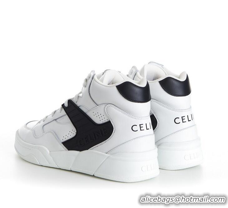 ​Top Quality Celine CT-06 High Top Sneakers In Calfskin Leather CE1256 White/Black