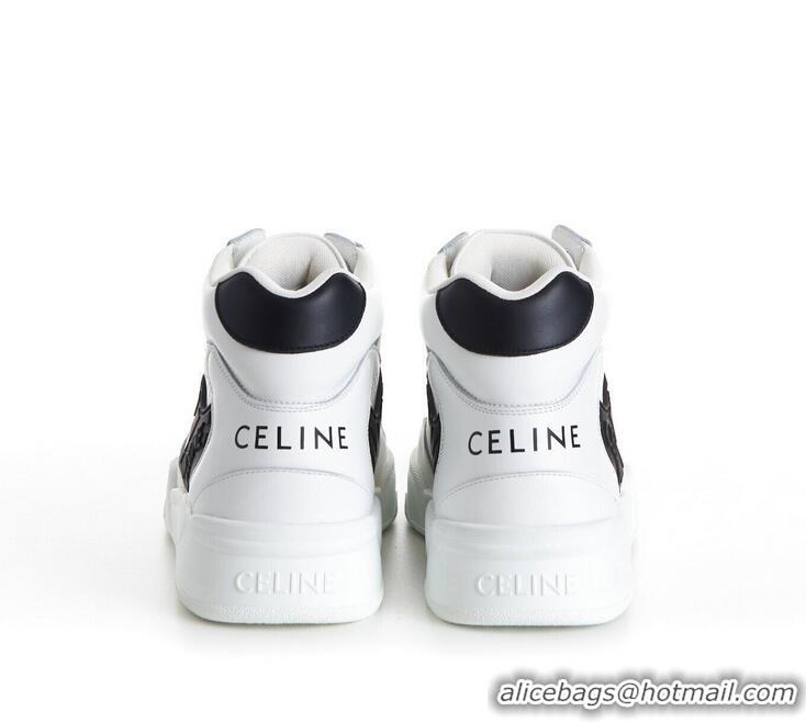 ​Top Quality Celine CT-06 High Top Sneakers In Calfskin Leather CE1256 White/Black