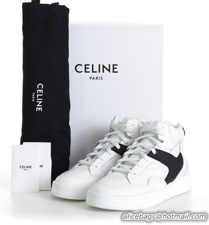 ​Top Quality Celine CT-06 High Top Sneakers In Calfskin Leather CE1256 White/Black