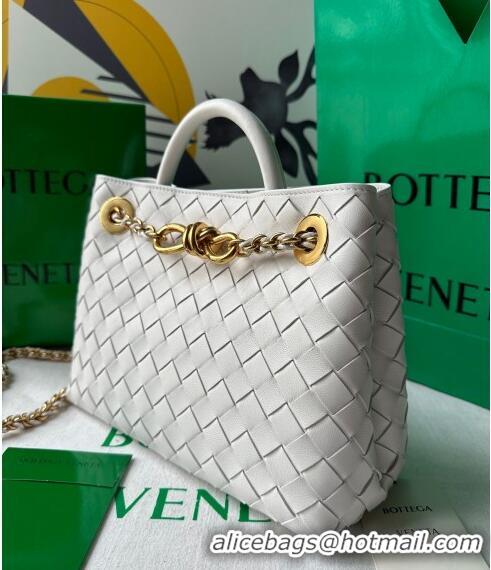 Top Grade Bottega Veneta Small Andiamo Top Handle Bag With Chain 786008 White 2024