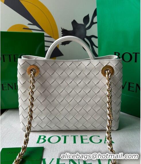 Top Grade Bottega Veneta Small Andiamo Top Handle Bag With Chain 786008 White 2024