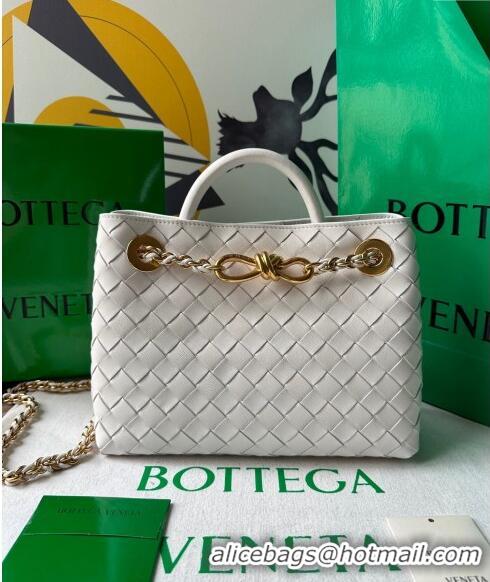 Top Grade Bottega Veneta Small Andiamo Top Handle Bag With Chain 786008 White 2024