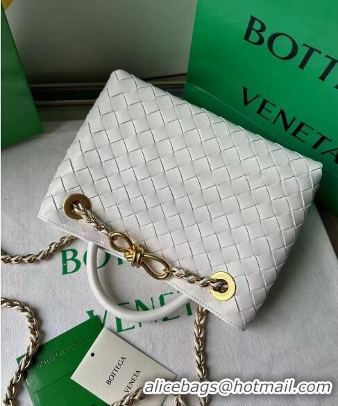 Top Grade Bottega Veneta Small Andiamo Top Handle Bag With Chain 786008 White 2024