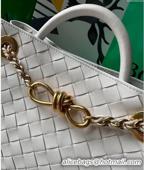 Top Grade Bottega Veneta Small Andiamo Top Handle Bag With Chain 786008 White 2024