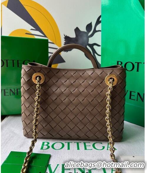 Super Quality Bottega Veneta Small Andiamo Top Handle Bag With Chain 786008 Taupe Grey 2024