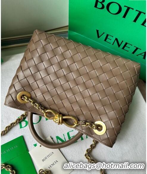 Super Quality Bottega Veneta Small Andiamo Top Handle Bag With Chain 786008 Taupe Grey 2024