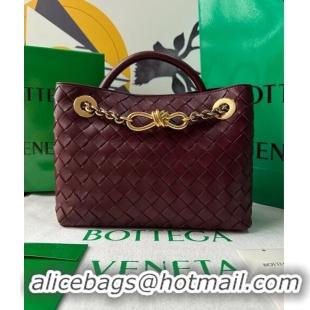 Grade Quality Bottega Veneta Small Andiamo Top Handle Bag With Chain 786008 Burgundy 2024