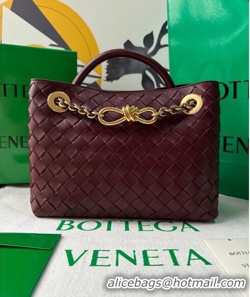 Grade Quality Bottega Veneta Small Andiamo Top Handle Bag With Chain 786008 Burgundy 2024