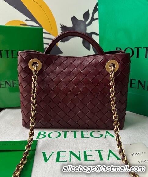 Grade Quality Bottega Veneta Small Andiamo Top Handle Bag With Chain 786008 Burgundy 2024