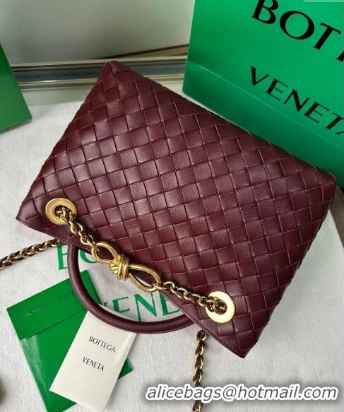 Grade Quality Bottega Veneta Small Andiamo Top Handle Bag With Chain 786008 Burgundy 2024