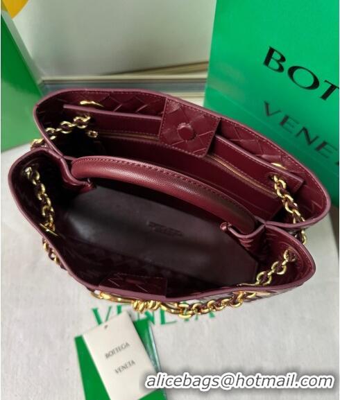 Grade Quality Bottega Veneta Small Andiamo Top Handle Bag With Chain 786008 Burgundy 2024