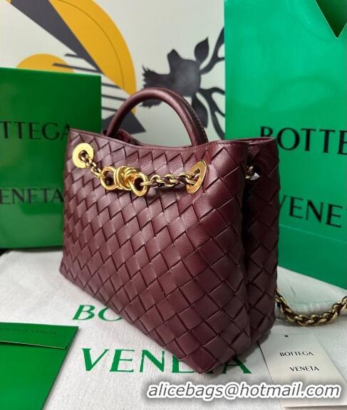 Grade Quality Bottega Veneta Small Andiamo Top Handle Bag With Chain 786008 Burgundy 2024