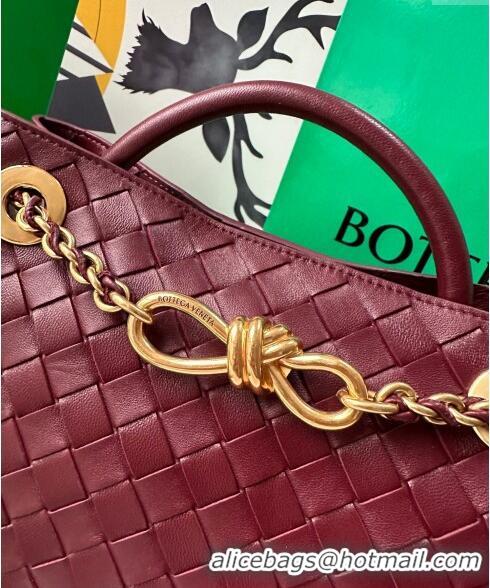 Grade Quality Bottega Veneta Small Andiamo Top Handle Bag With Chain 786008 Burgundy 2024