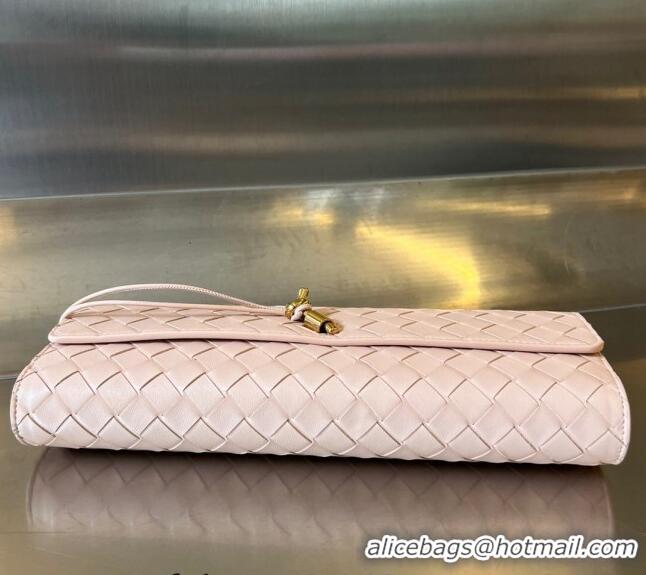 Well Crafted Bottega Veneta Long Clutch Bag Andiamo With Handle in Intrecciato Leather 741511 Lotus Pink 2023