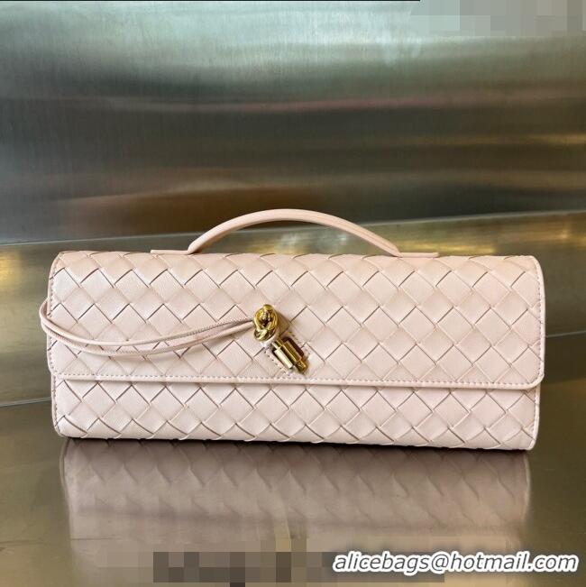 Well Crafted Bottega Veneta Long Clutch Bag Andiamo With Handle in Intrecciato Leather 741511 Lotus Pink 2023