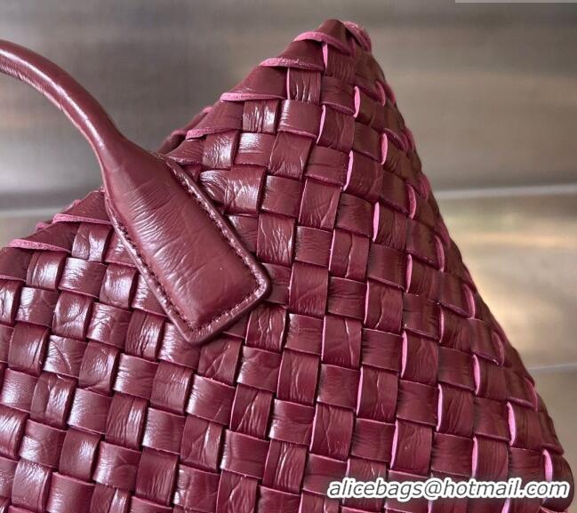 Classic Fashion Bottega Veneta Mini Cabat Tote Bag in Intreccio Alligator Embossed Leather 717712 Barolo Red 2024