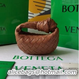 Top Grade Bottega Veneta Candy Jodie Bag in Intreccio Leather 730828 Brown 2024