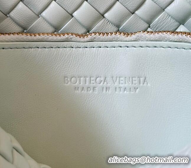 Most Popular Bottega Veneta Cobble Small Shoulder Bag in Intreccio Leather 709418 Glacier Green 2023