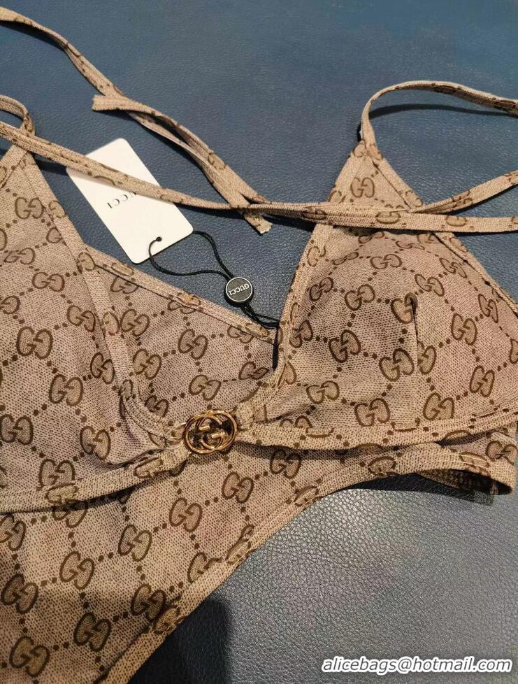 Trendy Design Gucci GG Supreme-print Triangle Bikini G7412 Beige