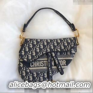 Promotional Dior Medium Saddle Bag in Dior Oblique Jacquard with Logo Band CD8025 Blue 2023